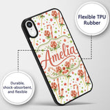 Cute Candy Cane Lollipop Sweet Christmas Seamless Custom Name Protective Phone Case Mobile Cover Durable Everyday Smartphone Shock Resistant