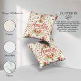 Custom Name Candy Cane Lollipop Sweet Christmas Seamless Pattern Square Filled Cushion Throw Pillow Sofa Bed Home Decor Zip Washable UK Made