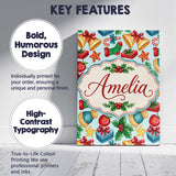 Personalised Name Bright Christmas Custom  Stylish Home Interior Unique Gift Idea Canvas Wall Art Print Decor Picture Ready to Hang
