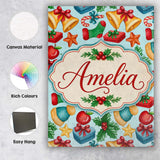 Personalised Name Bright Christmas Custom  Stylish Home Interior Unique Gift Idea Canvas Wall Art Print Decor Picture Ready to Hang