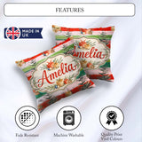 Custom Name Watercolor Boxes Pine Trees Striped Holiday Seamless Square Filled Cushion Throw Pillow Sofa Bed Home Decor Zip Washable UK Made