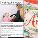 Watercolor Christmas Gift Boxes Pine Trees Striped Holiday Seamless  Personalised Custom Name Super Soft Fleece Blanket Bed Sofa Throw