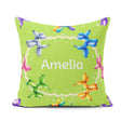 Custom Name Balloon Dog Seamless Green Background Colorful Party Square Filled Cushion Throw Pillow Sofa Bed Home Decor Zip Washable UK Made