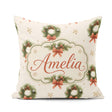 Custom Name Festive Christmas Wreath Pinecone Snowflake Seamless Square Filled Cushion Throw Pillow Sofa Bed Home Decor Zip Washable UK Made