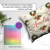 Custom Name Festive Christmas Wreath Pinecone Snowflake Seamless Square Filled Cushion Throw Pillow Sofa Bed Home Decor Zip Washable UK Made