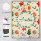 Personalised Name Cute Gingerbread Cookies Custom  Unique Gift Idea Elegant Feature Canvas Wall Art Print Decor Picture Ready to Hang