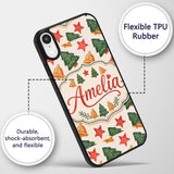 Watercolor Christmas Tree Star Printed Design Custom Name Protective Phone Case Mobile Cover Durable Everyday Smartphone Shock Resistant