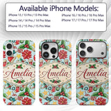Bright Christmas Poinsettia Candy Cane Holly Custom Name Protective Phone Case Mobile Cover Durable Everyday Smartphone Shock Resistant