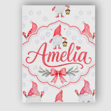 Personalised Name Cute Christmas Gnome Custom  Modern Room Accent Elegant Feature Canvas Wall Art Print Decor Picture Ready to Hang