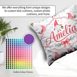 Custom Name Cute Christmas Gnome Lantern Snow Polka Dot Seamless Square Filled Cushion Throw Pillow Sofa Bed Home Decor Zip Washable UK Made