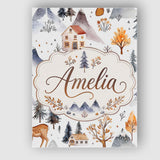 Personalised Name Winter Mountain Cabin Custom  Modern Room Accent Elegant Feature Canvas Wall Art Print Decor Picture Ready to Hang
