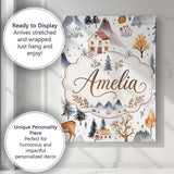 Personalised Name Winter Mountain Cabin Custom  Modern Room Accent Elegant Feature Canvas Wall Art Print Decor Picture Ready to Hang