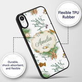 Elegant Christmas Pine Branch Mistletoe Ornament Custom Name Protective Phone Case Mobile Cover Durable Everyday Smartphone Shock Resistant