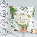 Custom Name Elegant Christmas Branch Mistletoe Ornament Seamless Square Filled Cushion Throw Pillow Sofa Bed Home Decor Zip Washable UK Made