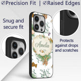 Elegant Christmas Pine Branch Mistletoe Ornament Custom Name Protective Phone Case Mobile Cover Durable Everyday Smartphone Shock Resistant