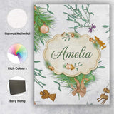 Personalised Name Elegant Christmas Pine Custom  Interior Decorative Contemporary Canvas Wall Art Print Decor Picture Ready to Hang