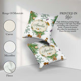 Custom Name Elegant Christmas Branch Mistletoe Ornament Seamless Square Filled Cushion Throw Pillow Sofa Bed Home Decor Zip Washable UK Made