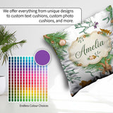 Custom Name Elegant Christmas Branch Mistletoe Ornament Seamless Square Filled Cushion Throw Pillow Sofa Bed Home Decor Zip Washable UK Made