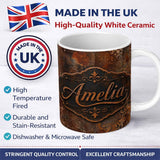 Personalized Custom Name Aged Steel Rust Texture with Splatter Effect Grunge Seamless Pattern 11oz Ceramic Coffee Tea Mug White Large Handle