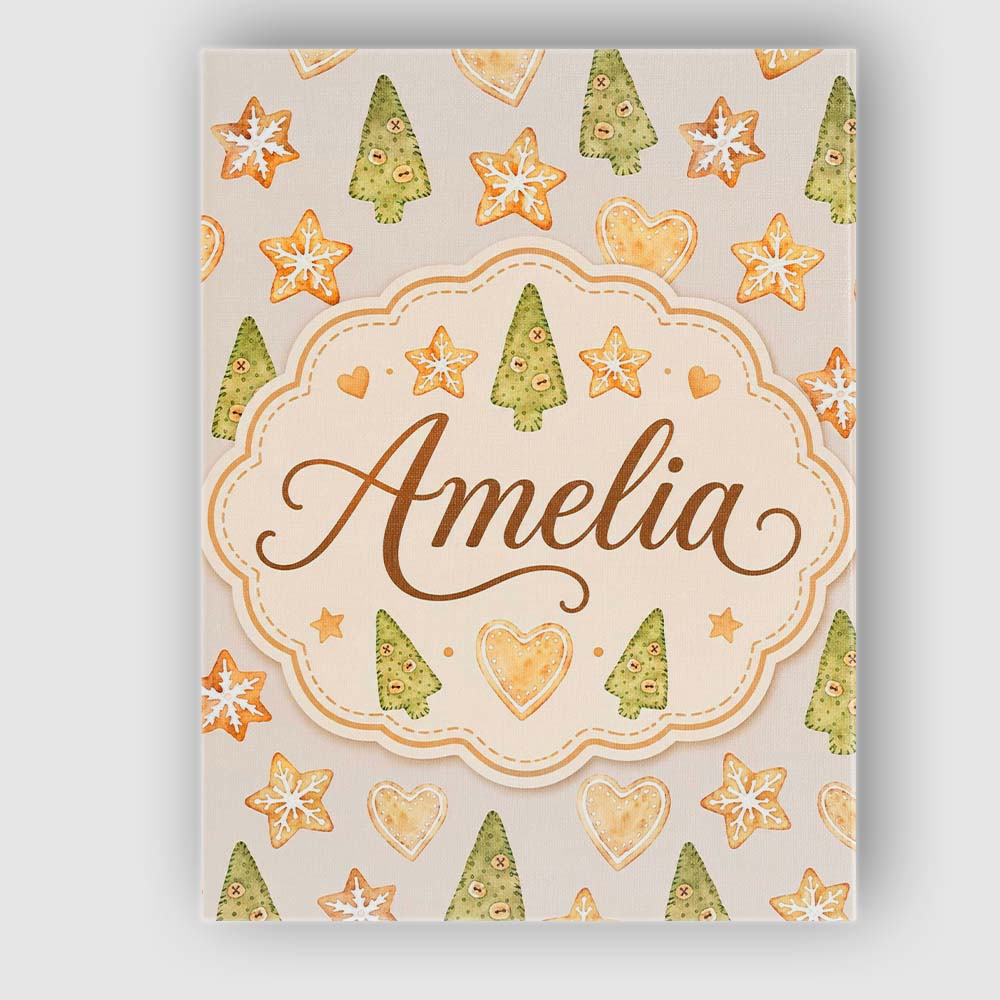 Personalised Name Gingerbread Cookie Heart Custom  Unique Gift Idea Elegant Feature Canvas Wall Art Print Decor Picture Ready to Hang