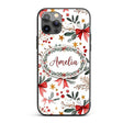Watercolor Christmas Bow Berry Branch Festive Custom Name Protective Phone Case Mobile Cover Durable Everyday Smartphone Shock Resistant