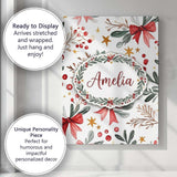 Personalised Name Watercolor Christmas Bow Custom  Unique Gift Idea Elegant Feature Canvas Wall Art Print Decor Picture Ready to Hang