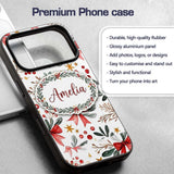 Watercolor Christmas Bow Berry Branch Festive Custom Name Protective Phone Case Mobile Cover Durable Everyday Smartphone Shock Resistant