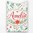 Elegant Poinsettia Floral Holiday Botanical Seamless Pattern Lovely  Personalised Custom Name Super Soft Fleece Blanket Bed Sofa Throw