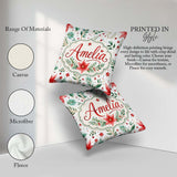 Custom Name Elegant Poinsettia Floral Holiday Botanical Seamless Square Filled Cushion Throw Pillow Sofa Bed Home Decor Zip Washable UK Made