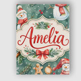 Personalised Name Winter Snowman Gingerbread Custom Bespoke  Contemporary Display Canvas Wall Art Print Decor Picture Ready to Hang