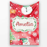 Watercolor Gingerbread Cookie Gift Holly Snowflake Christmas Lovely  Personalised Custom Name Super Soft Fleece Blanket Bed Sofa Throw