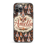 Cute Autumn Gnome Pumpkin Mushroom Leaf Heart Custom Name Protective Phone Case Mobile Cover Durable Everyday Smartphone Shock Resistant