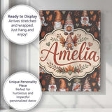 Personalised Name Cute Autumn Gnome Pumpkin Custom  Bespoke Interior Contemporary Canvas Wall Art Print Decor Picture Ready to Hang