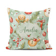 Custom Name Cute Gingerbread Snowman Candy Cane Holiday Seamless Square Filled Cushion Throw Pillow Sofa Bed Home Decor Zip Washable UK Made