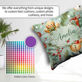 Custom Name Cute Gingerbread Snowman Candy Cane Holiday Seamless Square Filled Cushion Throw Pillow Sofa Bed Home Decor Zip Washable UK Made