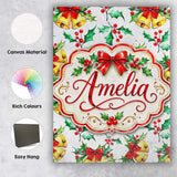 Personalised Name Watercolor Holly Berry Custom  Unique Gift Idea Elegant Feature Canvas Wall Art Print Decor Picture Ready to Hang