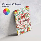Personalised Name Watercolor Holly Berry Custom  Unique Gift Idea Elegant Feature Canvas Wall Art Print Decor Picture Ready to Hang