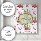 Personalised Name Cute Unicorn Christmas Custom  Unique Gift Idea Elegant Feature Canvas Wall Art Print Decor Picture Ready to Hang