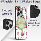 Cute Unicorn Christmas Poinsettia Floral Fantasy Custom Name Protective Phone Case Mobile Cover Durable Everyday Smartphone Shock Resistant