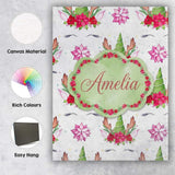 Personalised Name Cute Unicorn Christmas Custom  Unique Gift Idea Elegant Feature Canvas Wall Art Print Decor Picture Ready to Hang