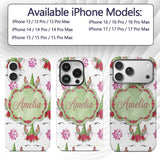 Cute Unicorn Christmas Poinsettia Floral Fantasy Custom Name Protective Phone Case Mobile Cover Durable Everyday Smartphone Shock Resistant
