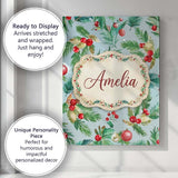 Personalised Name Watercolor Christmas Custom  Modern Room Accent Elegant Feature Canvas Wall Art Print Decor Picture Ready to Hang