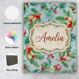 Personalised Name Watercolor Christmas Custom  Modern Room Accent Elegant Feature Canvas Wall Art Print Decor Picture Ready to Hang