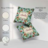 Custom Name Watercolor Christmas Wreath Holly Berry Pine Pattern Square Filled Cushion Throw Pillow Sofa Bed Home Decor Zip Washable UK Made