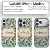 Watercolor Christmas Wreath Holly Berry Pine Custom Name Protective Phone Case Mobile Cover Durable Everyday Smartphone Shock Resistant