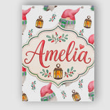 Personalised Name Cute Christmas Gnome Custom  Modern Room Accent Elegant Feature Canvas Wall Art Print Decor Picture Ready to Hang