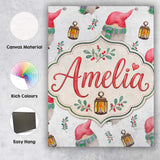 Personalised Name Cute Christmas Gnome Custom  Modern Room Accent Elegant Feature Canvas Wall Art Print Decor Picture Ready to Hang