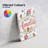 Personalised Name Cute Christmas Gnome Custom  Modern Room Accent Elegant Feature Canvas Wall Art Print Decor Picture Ready to Hang