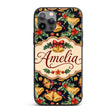 Watercolor Festive Bells Holly Gift Ribbon Dark Custom Name Protective Phone Case Mobile Cover Durable Everyday Smartphone Shock Resistant