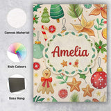 Personalised Name Cute Christmas Ornament Custom  Unique Gift Idea Elegant Feature Canvas Wall Art Print Decor Picture Ready to Hang